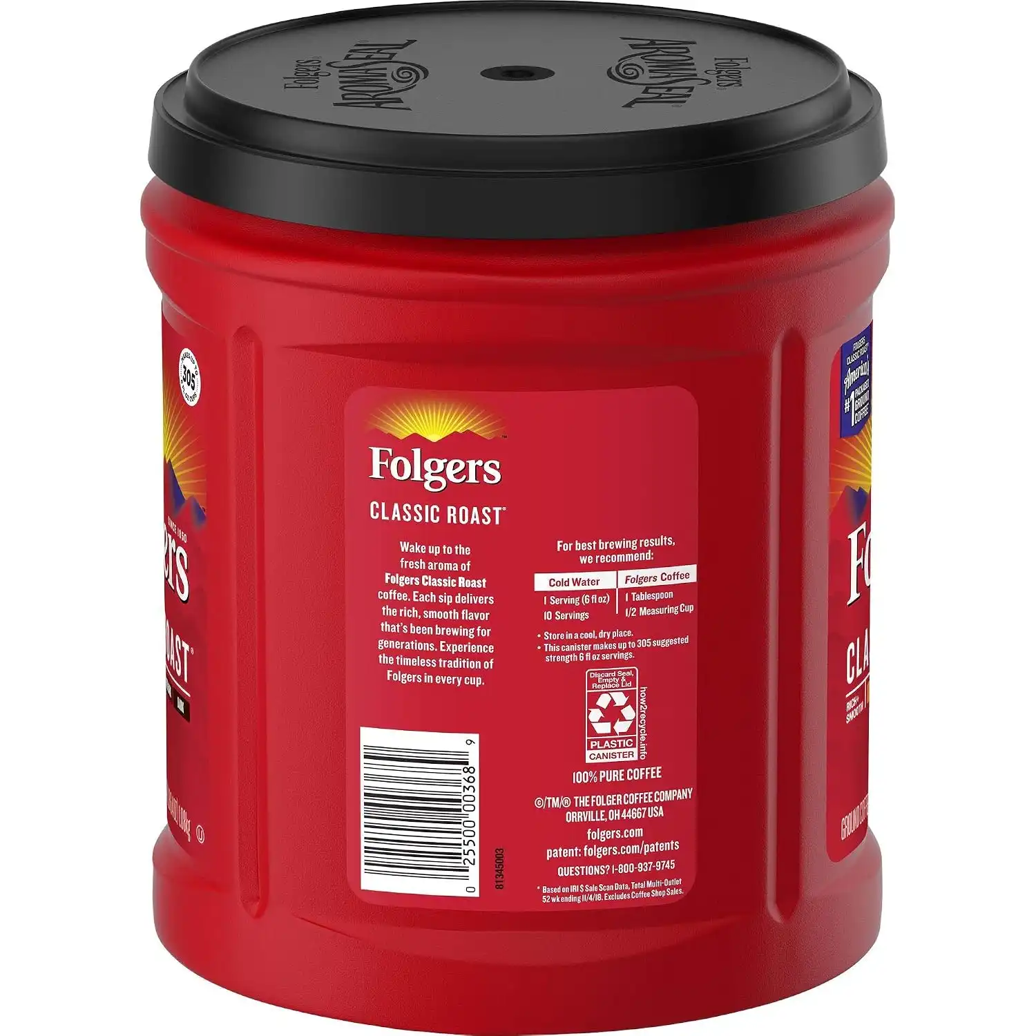 Alternative view of Folgers Classic Roast Medium Roast Ground Coffee, 38.4 Ounces (Pack of 6)
