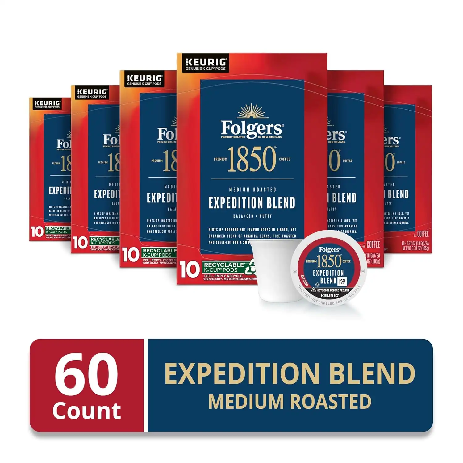 Alternative view of Folgers 1850 Expedition Blend Coffee, Keurig K-Cup Pods, 60 Count