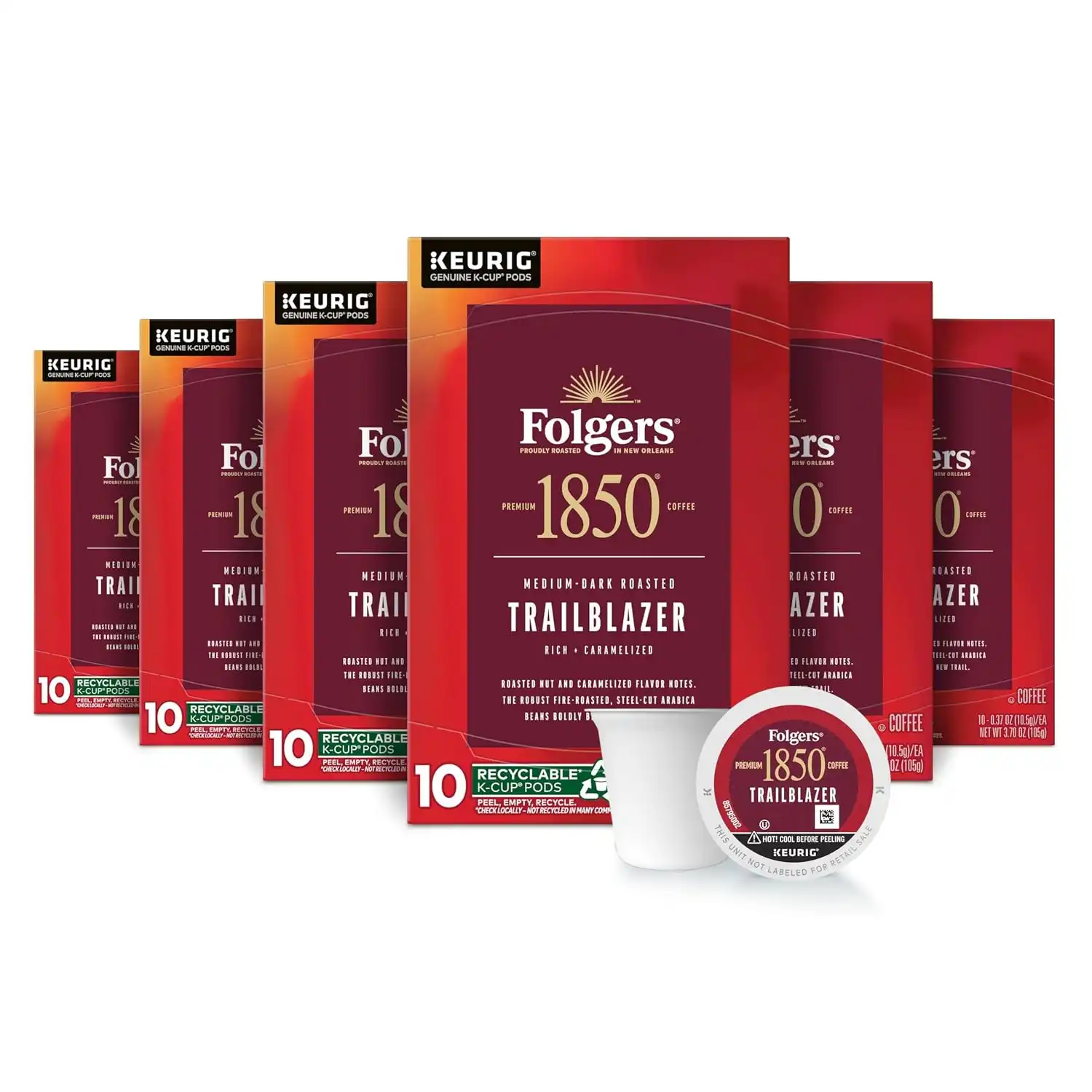 Folgers 1850 Trailblazer Coffee, Keurig K-Cup Pods, 60 Count