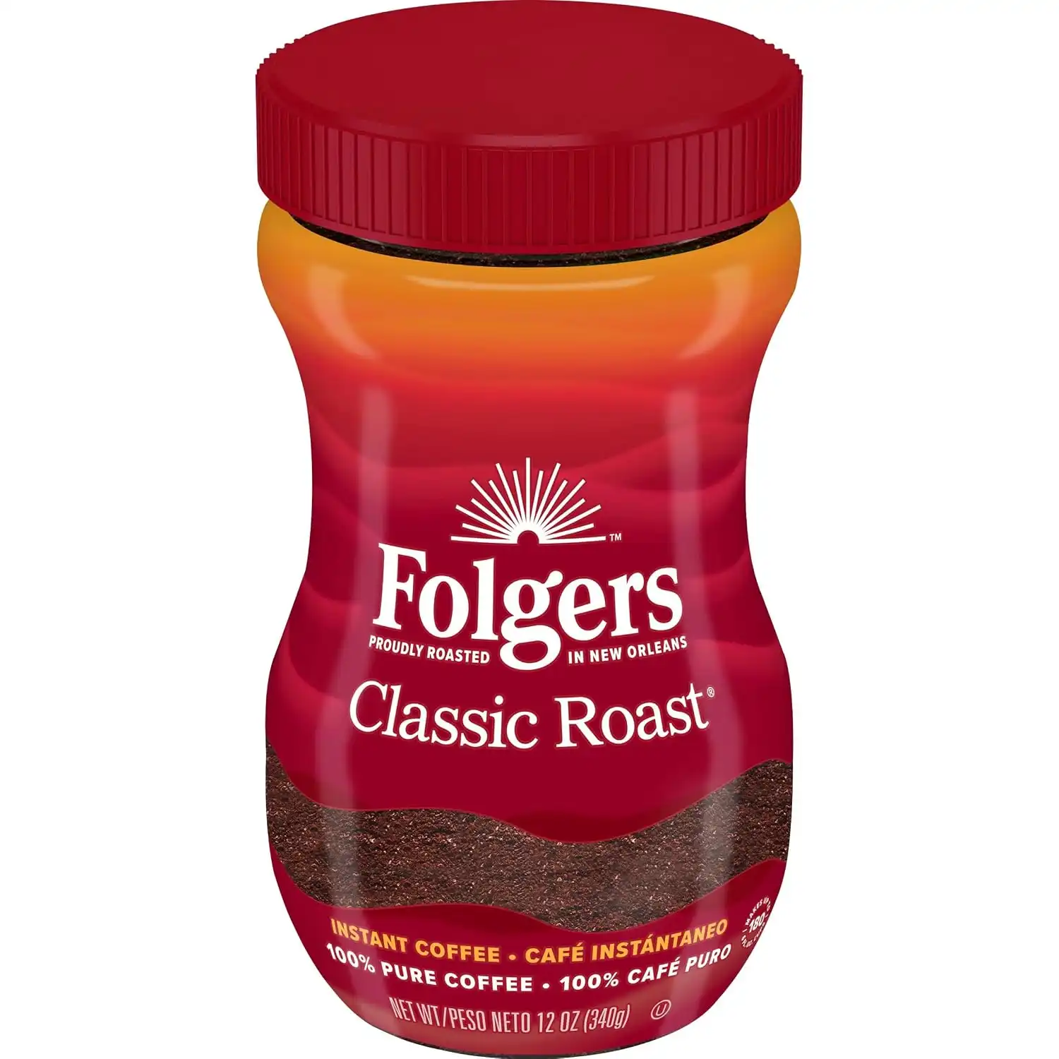 Folgers Classic Roast Instant Coffee, 12 Oz. Jar