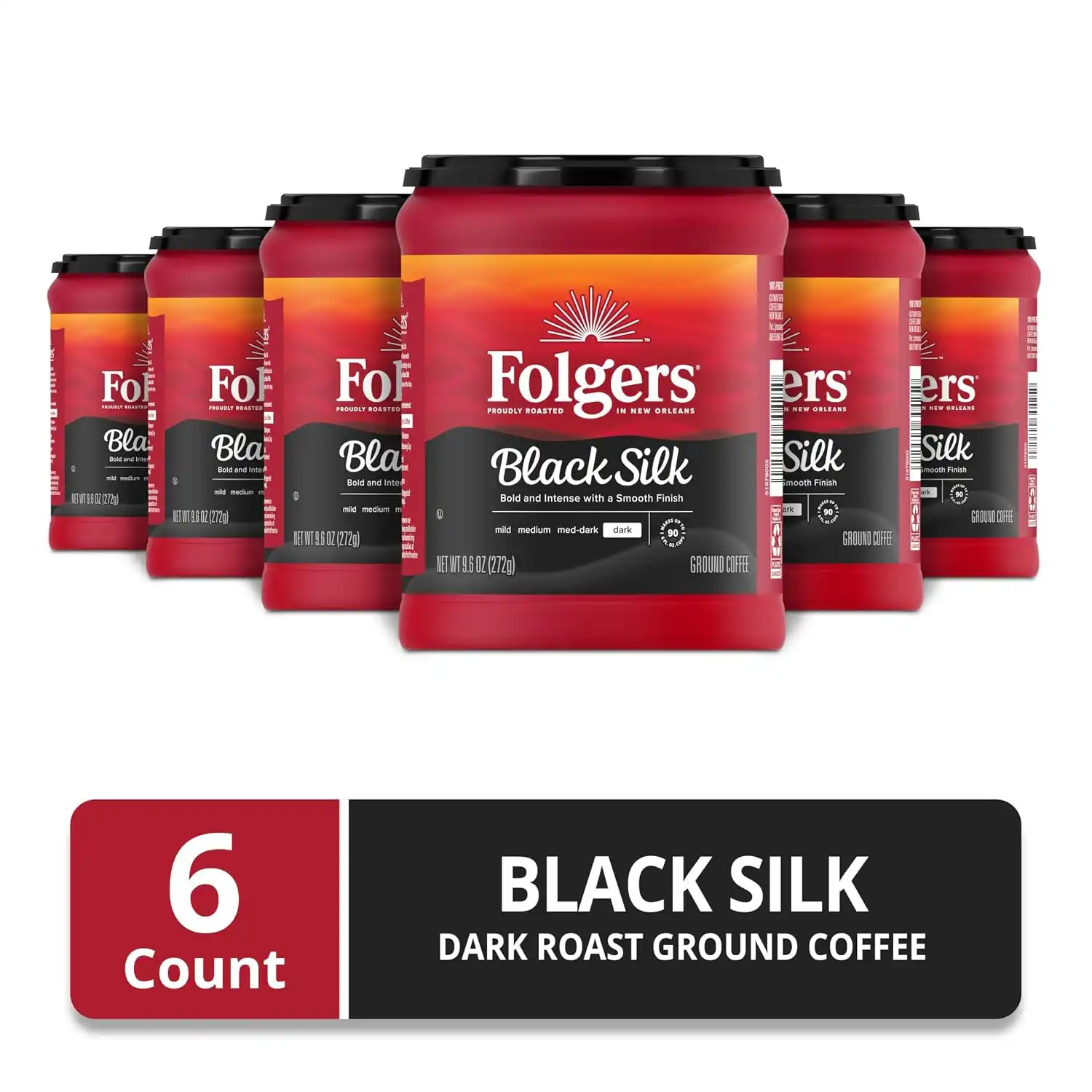 Alternative view of Folgers Black Silk Dark Roast Coffee, 9.6 Ounces (Pack of 6)