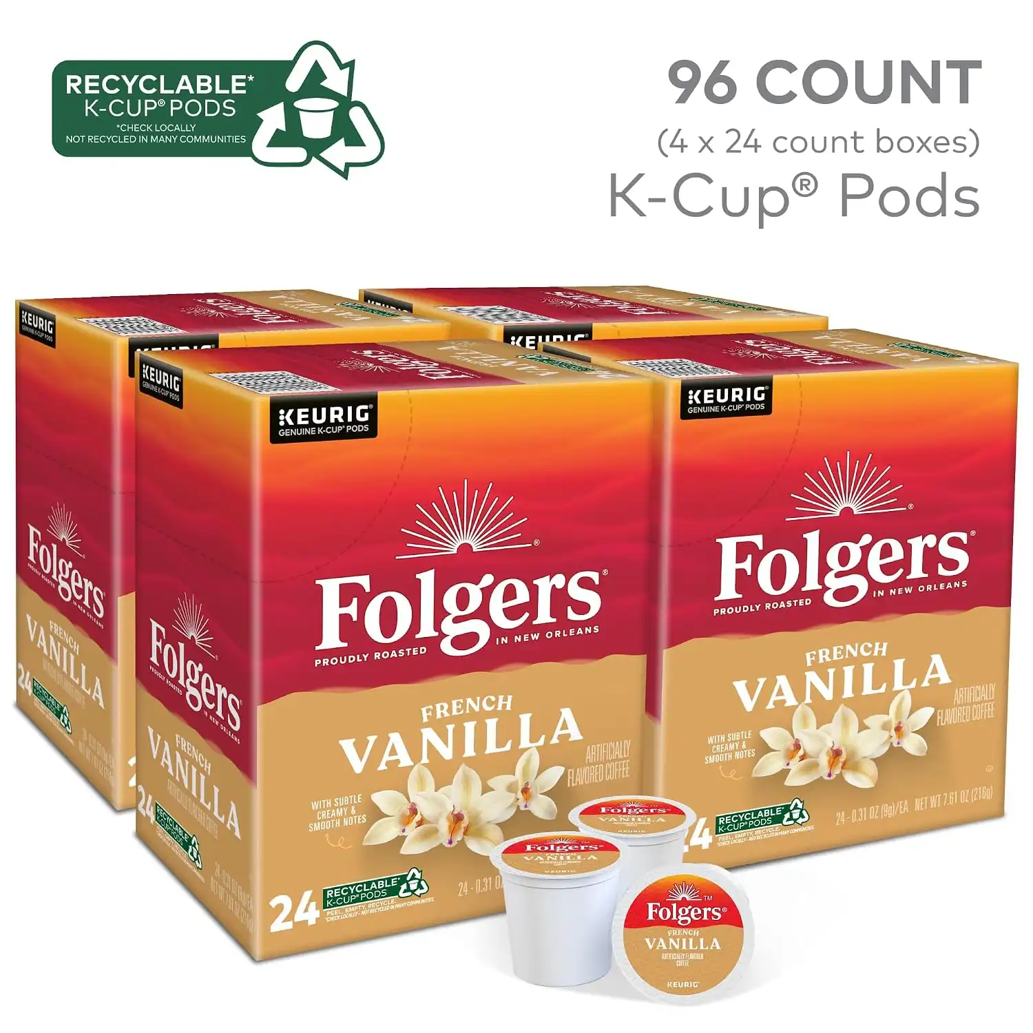 Alternative view of Folgers Vanilla Biscotti Flavored Coffee, 96 Keurig K-Cup Pods