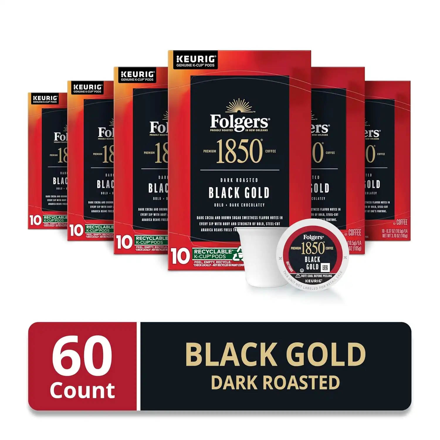 Alternative view of Folgers 1850 Black Gold Coffee, Keurig K-Cup Pods, 60 Count